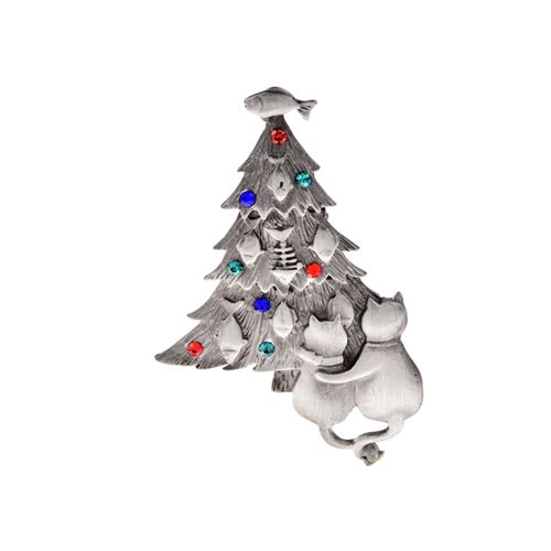 Karácsonyi cicák a karácsonyfa alatt ezüst