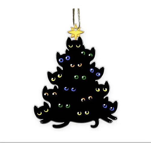 Cicás karácsonyfadísz - fekete cicák
